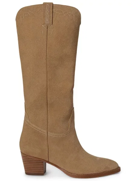 Lauren Ralph Lauren cizme pentru femei din piele întoarsă Harpher Tall bej