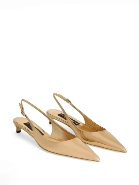 Pantofi cu toc Dolce & Gabbana din piele slingback auriu