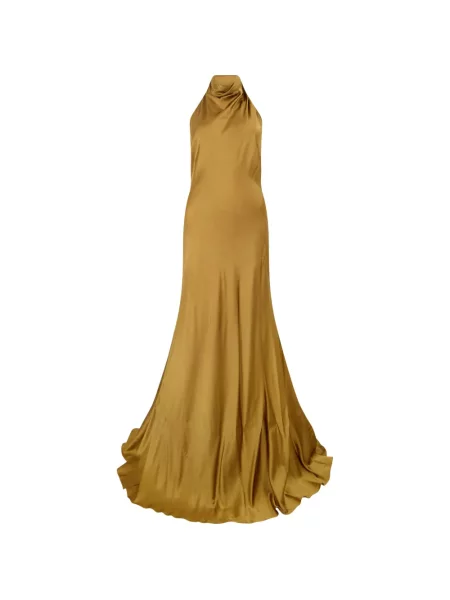 Rochie maxi Ellery de mătase cu gât halter verde
