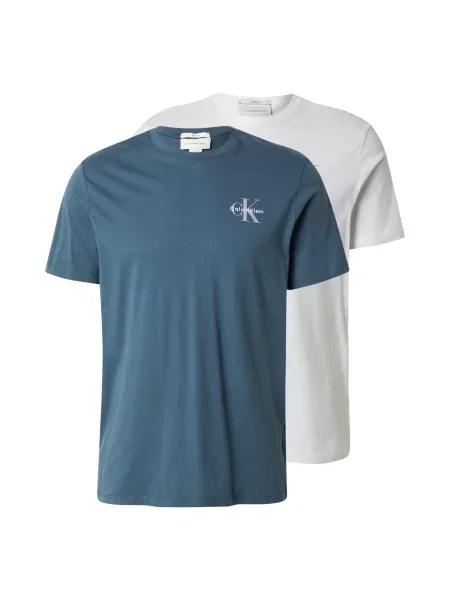 Calvin Klein Jeans Tricou albastru porumbel / gri deschis alb