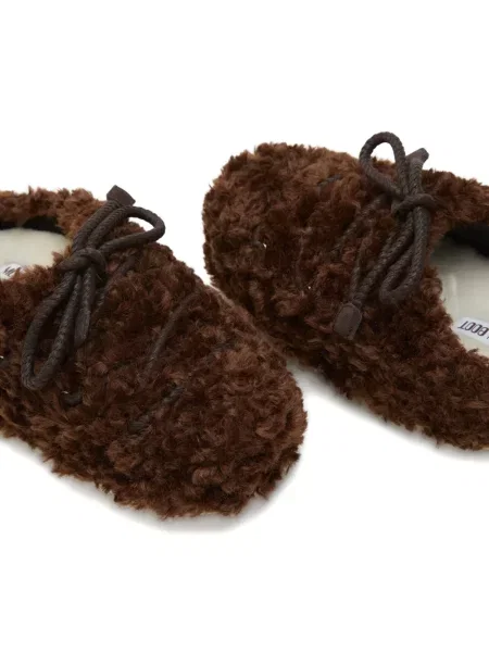 Papuci tip mules Moon Boot cu șireturi din dantelă maro