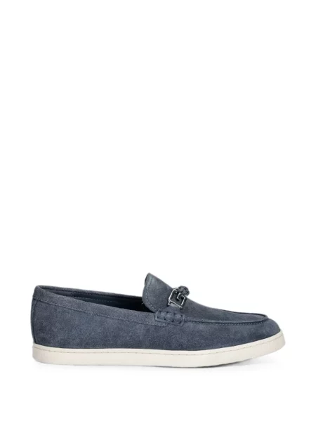Pantofi loafer Guess din piele de căprioară cu autograf albastru