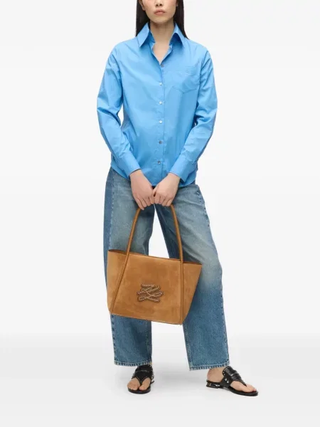 Велурена шопинг чанта Karl Lagerfeld с автограф
