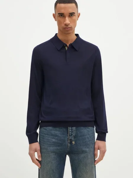 Paul Smith sweter wełniany czarny lekki niebieski