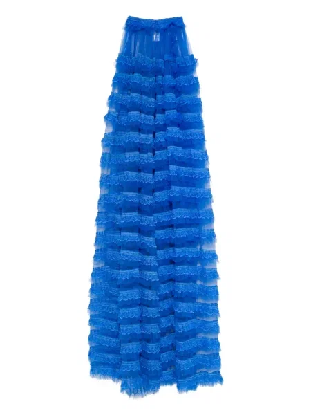 Warstwowa maksi spódnica maxi Gemy Maalouf koronkowa niebieska