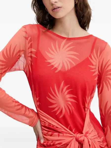 Rochie mini Never Fully Dressed cu imagine cu imprimeu geometric plasă roșu