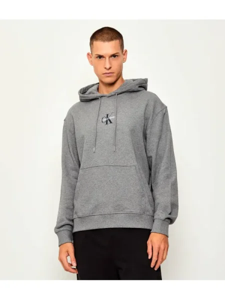 Geacă de blugi Calvin Klein Jeans din material terry gri