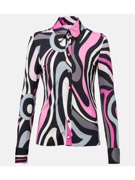 Cămașă Pucci din satin negru