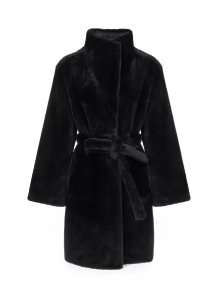 Reversibil haină din piele de oaie Yves Salomon din piele de oaie negru