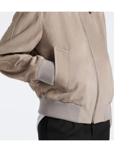 Geacă Bottega Veneta din piele de căprioară gri