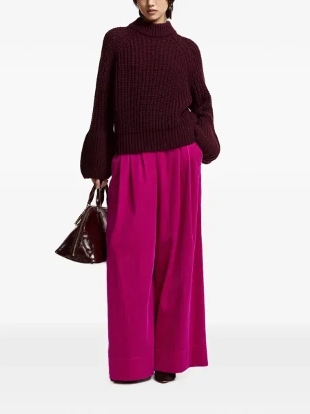 Pantaloni Essentiel Antwerp de catifea cord roz