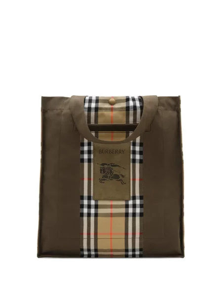 Geantă Burberry în carouri maro