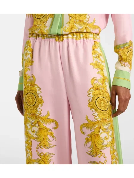 Pantaloni Versace de mătase cu imagine