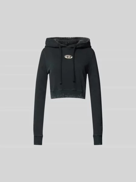 Bluza z kapturem z czystej bawełny Diesel czarna
