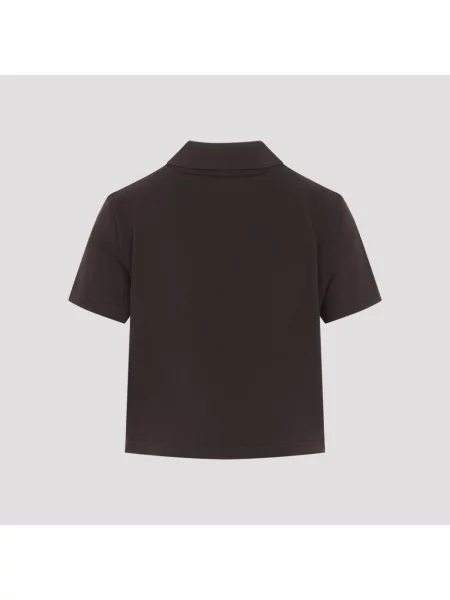 Koszulka polo Saint Laurent o skróconej długości brązowa