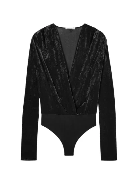 Body Patrizia Pepe de catifea drapat negru