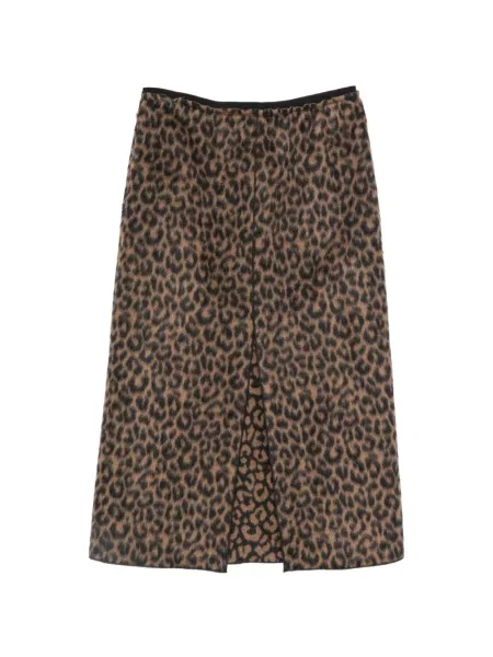 Fustă midi Alysi cu imagine cu model leopard maro