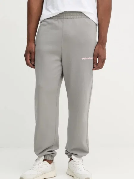 Calvin Klein Jeans spodnie dresowe z nadrukiem szary
