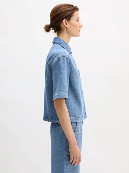 Повседневная рубашка Marc O'polo из лиоцела голубая