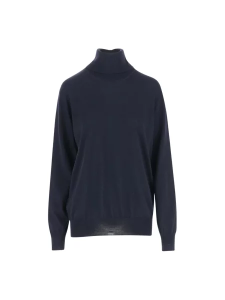 Sweter Jil Sander wełniany z długim rękawem niebieski
