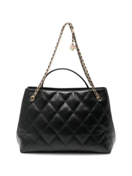 Matlasat geantă shopper Tory Burch din piele negru