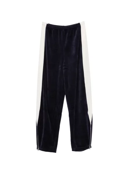 Pantaloni Tory Burch din velur alergare albastru