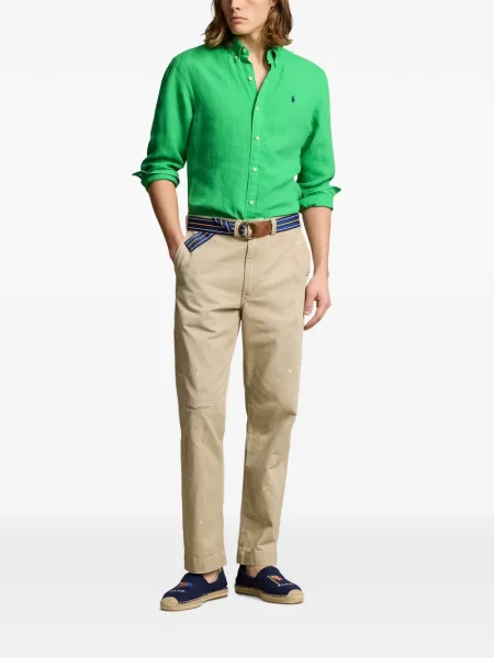 Matlasat tricou polo Polo Ralph Lauren cu decolteu rotund cu autograf roșu