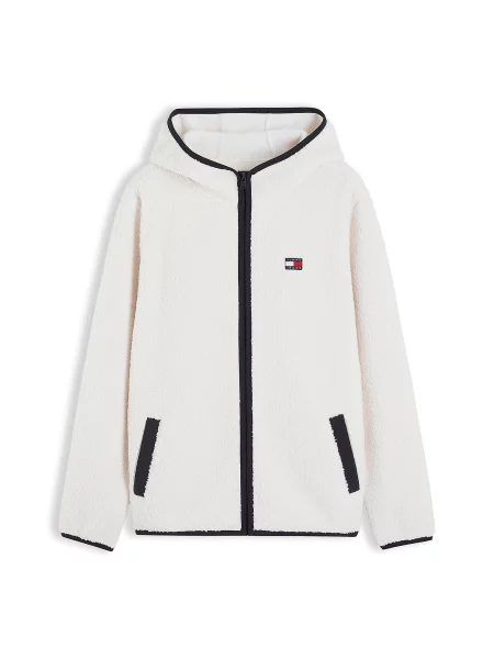 Tommy Jeans Jachetă fleece crem negru