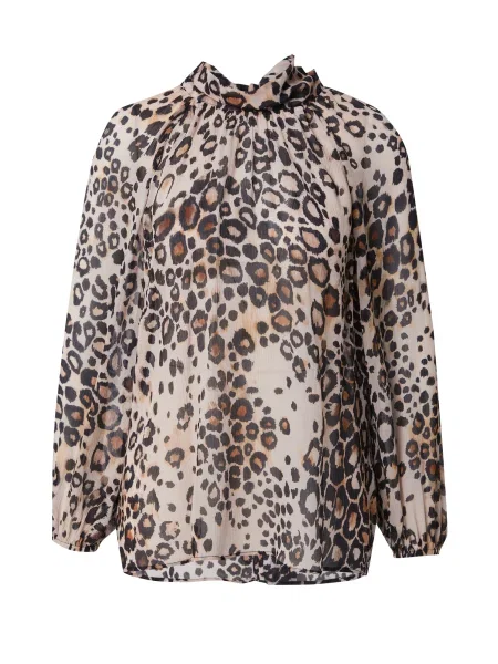 Marc Cain Bluză maro cămilă / ciocolatiu negru