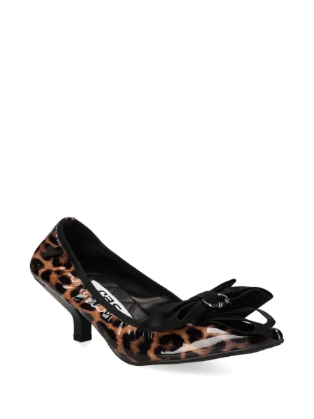 Pantofi cu toc Ras cu funde cu model leopard maro