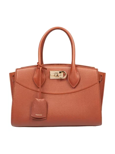 Torebka skórzana Ferragamo skórzana bez fiszbin brązowa