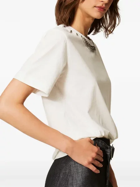 Tricou Twinset cu broderie alb