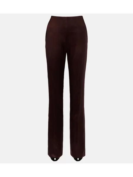 Pantaloni cu picior drept Valentino din satin maro