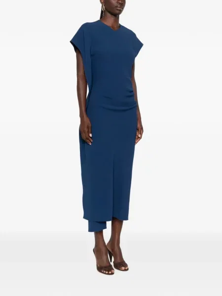 Rochie midi Victoria Beckham drapată albastru
