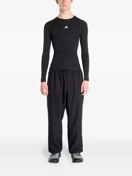 Lung hanorac Adidas cu dungi cu imagine negru