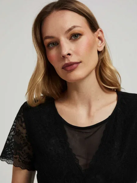 Bluza Marisse s čipko črna