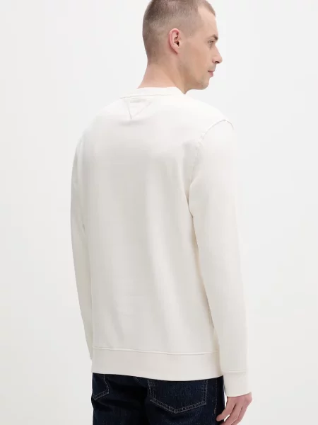Bluza o kroju regular fit z mieszanki bawełny model ‘LINEAR CREW’ Tommy Jeans beżowa