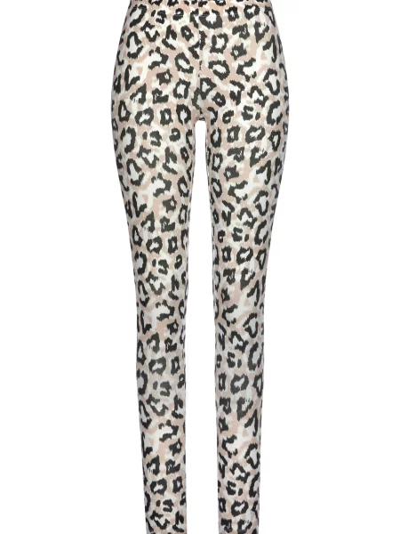 LASCANA Pantaloni de pijama bej deschis / negru alb