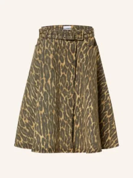 Ganni Spódnica Jeansowa O Kroju Kopertowym beige beżowa