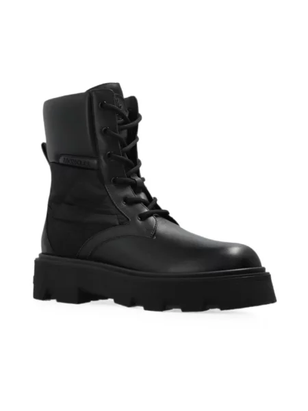 Botki Moncler sznurowane skórzane czarne