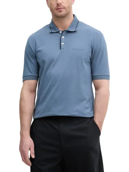 Scurt tricou polo Armani Exchange cu autograf albastru