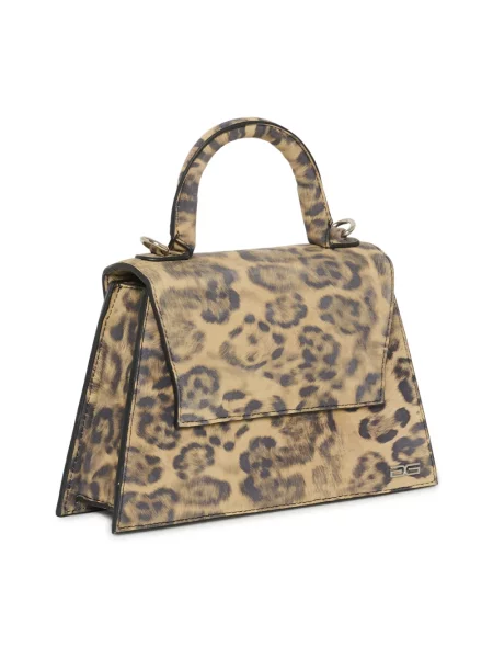 Wielobarwność torebka skórzana Gestuz skórzana w panterkę brązowa