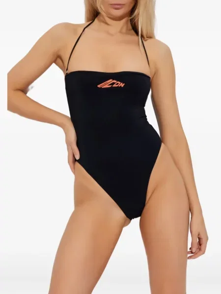 Costum de baie Dsquared2 cu imagine cu gât halter negru