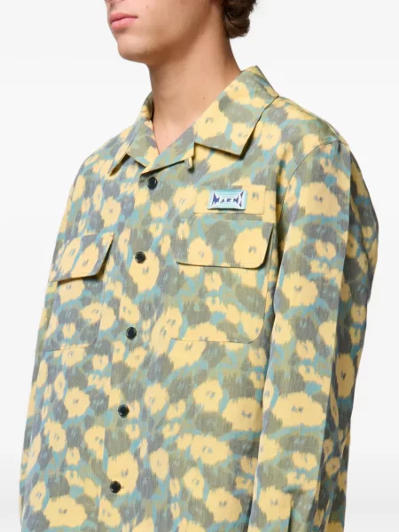 Květinová košile Marni s potiskem modrá