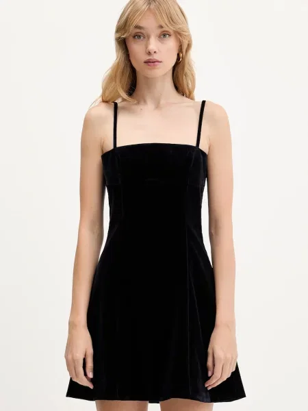 Rotate rochie de catifea mini evazați albastru