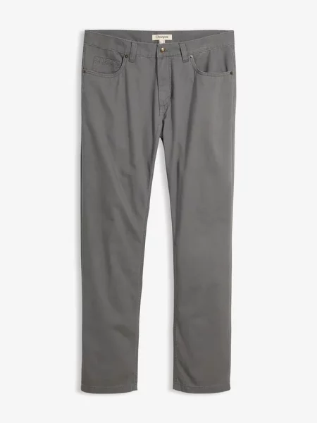 Spodnie regular fit z bawełnianego diagonalu straight szare