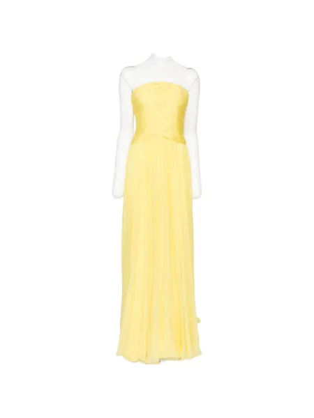Rochie Zuhair Murad de mătase drapată fără bretele galben