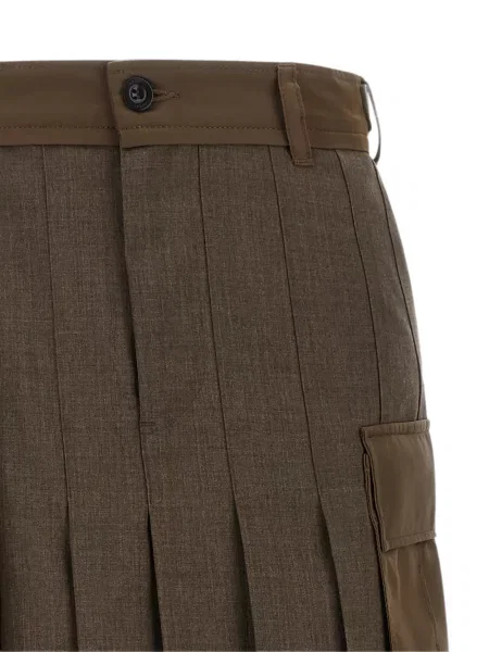Fustă midi Sacai asimetrică maro