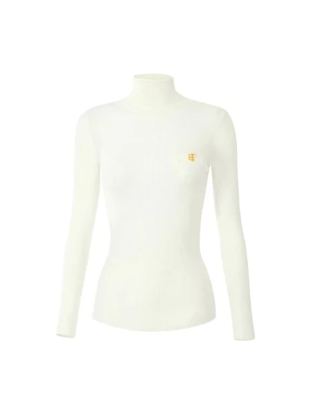 Dzianinowy sweter z golfem Elisabetta Franchi do golfa biały
