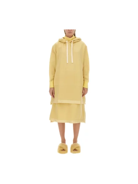Sweter Jil Sander z kapturem żółty